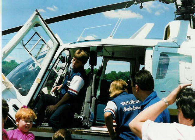 Sam E. Stoltzfus Jr. attempting to fly SkyCare's helicopter away... July 1991